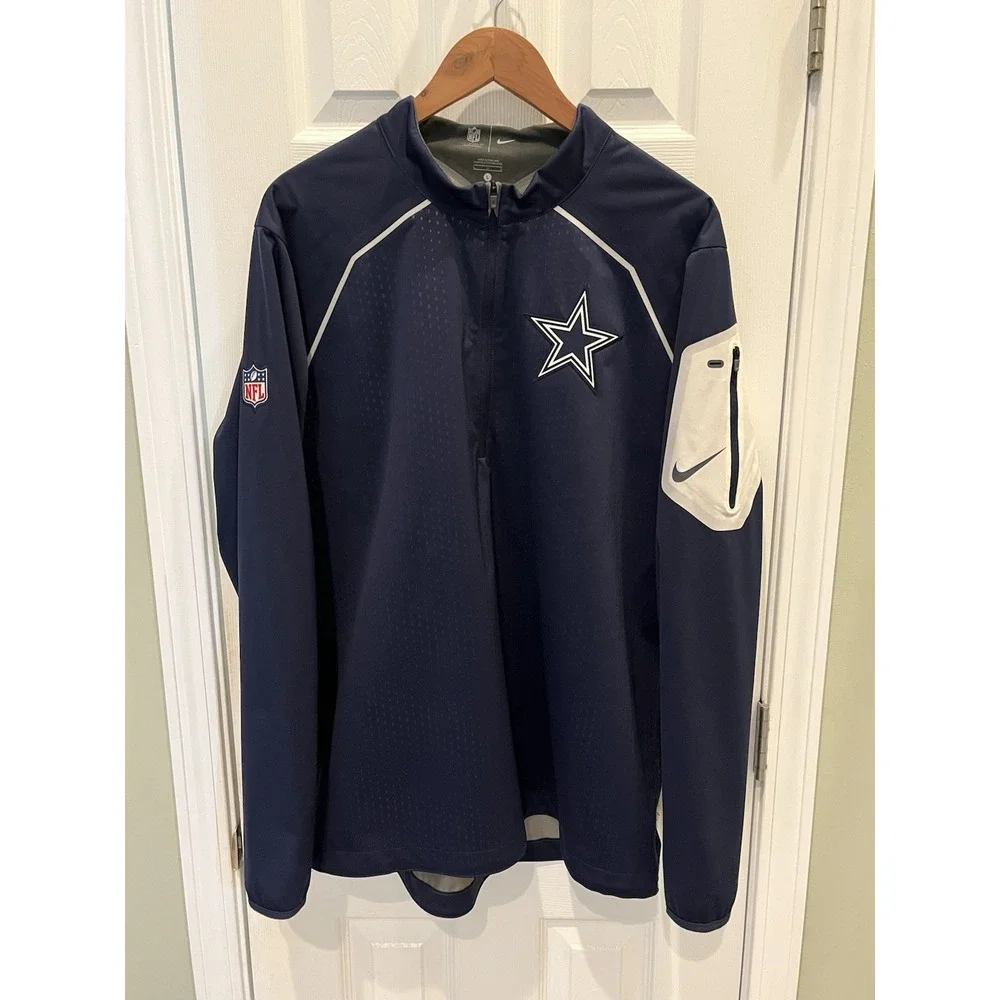 Nike Dallas Cowboys Fly Rush Half 1/2 Zip Jacket On Field Men's L 686850-419
